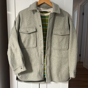 Zara Wool-like Light Gray Shirt Jacket